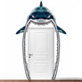 Zliisang Shark Door Cover Banner Ocean Theme Shark Party Decorations Summer Sea Birthday Backdrop for Wall Indoor Home Decor Photoshoot Props