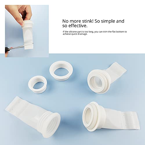 Drain Backflow Preventer, One Way Valve, Adjustable Silicone Sink Floor Drain Trap for Pipes Tubes in Toilet Bathroom Kitchen (White-4)