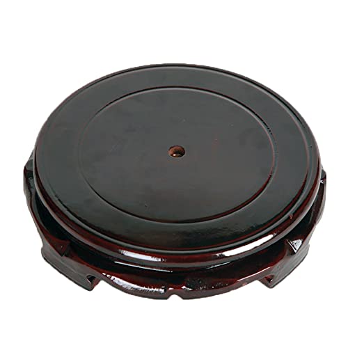 GOLDY&WENDY Round Wooden Non-rotating Base Handmade Home Decor Vase Plant Fishbowl Buddha Statue Display Stand Pedestal - color: No, size: 2.4'' inside diameter