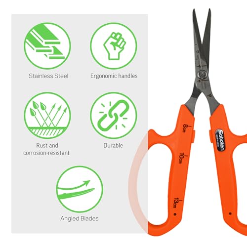 Saboten Stainless Steel Angled Blade Trimming Scissors Orange PT-13 160mm Precision Gardening Bonsai and Floral Shears Made in Japan - color: Orange, size: Stainless Steel Angled Blade