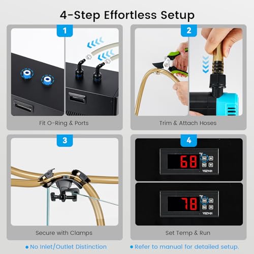 BAOSHISHAN 1/3 HP Aquarium Chiller 79 Gallons 300L Water Cooling System Set | Quiet Compressor Refrigeration for Indoor Hydroponics, Axolotls and Coral Reef Tanks, Precise Water Climate Control Solutions - size: 300L
