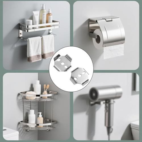 2pcs Towel Bar Replacement Parts, 39x39mm Stainless Steel Square Buckle Wall Bracket Towel Bar Base Spacers Fixing Piece Screws Bathroom Mounting Hardware Kit for Towels Rod Accessories