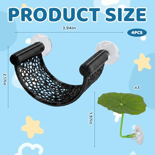 4Pcs Betta Hammock, Betta Fish Tank Accessories with Floating Betta Hide, Betta Fish Tank Decorations for Aquarium Enthusiasts