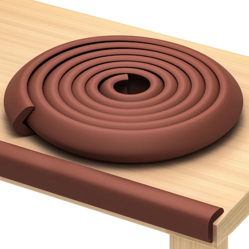 Premium 12ft Edge Protector for Baby, Odorless & Waterproof Foam Cushion with 3M Adhesive Tape, Non-Toxic to Baby Proof Corners and Edges, Wall Corner Protector & Desk Edge Cushion Brown - color: Brown, size: 12ft