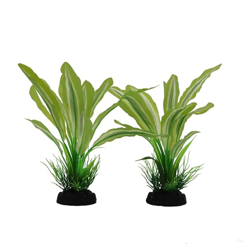 Silk Aquarium Plants for Betta Fish Tank, 2 Pcs 8 Inch Small Silk Aquarium Plant Aquatic Water Grass Decoration，Green-Yellow - color: Green-yellow