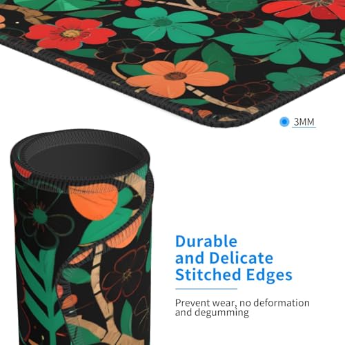 Red and Green Floral Computer Mouse Pad Non-Slip Rubber Base Square Mouse Mat for Office Computer Mousepad 10 X 12 Inch - color: Red And Green Floral, size: 12L x 10W inches
