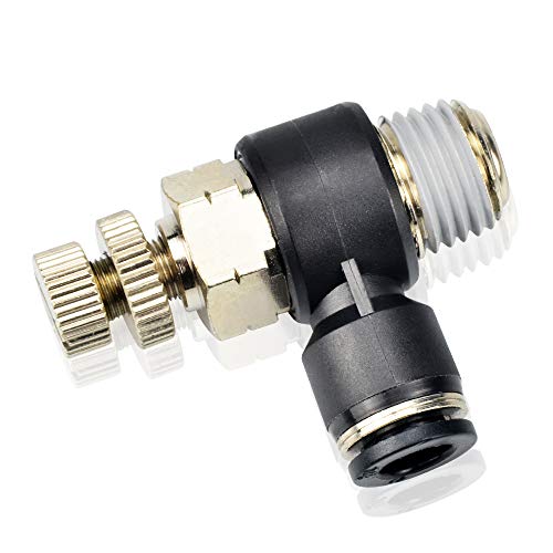 TAILONZ PNEUMATIC 3 Pack SL-5/16-N3 Push to Connect Air Line Fitting Air Flow Control Valve 5/16 Inch od 3/8 Inch Npt Elbow 90 Degree Air Speed Control Valve Fitting - size: 5/16"OD3/8"NPT