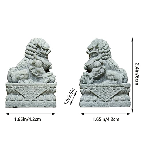 livelyfish Asian Fu Foo Dogs Statues Mini Pair of Two Guardian Lion Sandstone Figurine Pets Fish Tank Aquarium Landscape Ornaments Accessories Feng Shui Decorations (M2) - size: M2