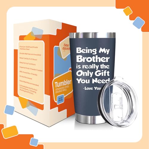 NewEleven Funny Fathers Day Gift For Brother - Birthday Gift For Big, Little Brother, Siblings, Brothers In Law - Funny Gag Gifts For Young Men, Teen Boys - 20 Oz Tumbler - color: Being brother navy