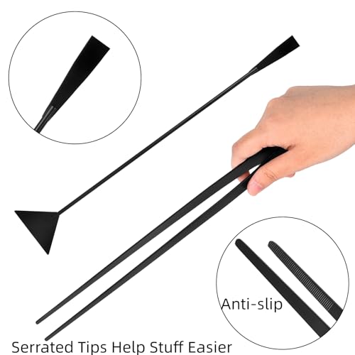 15Inch Extra Long Design Aquarium Aquascaping Tool Stainless Steel Aquascape Tools Kit 4 in 1 Anti-Rust Fish Tank Starter Kit with Long Tweezers Scissors Spatula for Aquarium Plants (Black) - color: Black