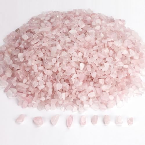 gemshan 2lb Rose Quartz Chips Natural Crushed Crystal Chip Bulk 7mm-9mm Irregular Healing Crystal Stone for Aquarium Vase Plant Decoration Craft DIY (Rose Quartz) - color: Rose Quartz