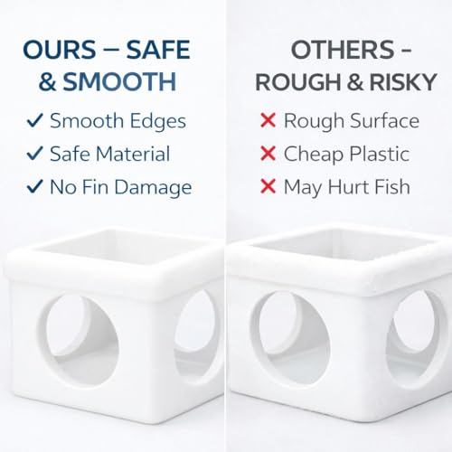 White Floating Betta Hideout with Round Side Holes – 3D Floating Breeding Box & Resting Cave with Window – Feeding Platform, Fish Shelter & Hammock for Betta, Guppies, Nano Tanks & Small Aquariums - color: C: White