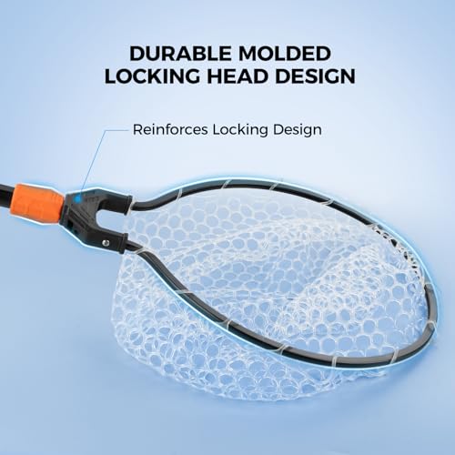 KastKing Titanet Fishing Net, Durable Aluminum Handle, Non-Slip Hi-Vis Grip, Compact Bag & Lanyard, Ideal for Kayak, Lake, Fly, or River Fishing, 2 Net Options - size: 26" Total Length (Fixed Handle), style: Silicone Net