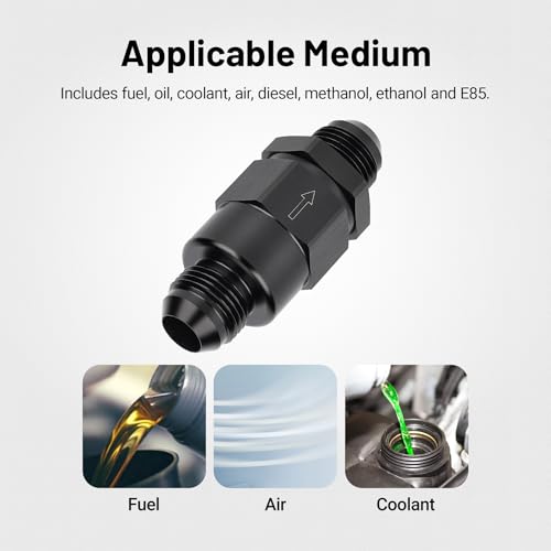 EVIL ENERGY 10AN Male Non Return One Way Check Valve Fitting Aluminum Black - size: 10AN(7/8-14 UNF)