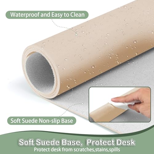 Boutilon Leather Desk Pad Protector,Non-Slip Mouse Pad,Laptop Desk Pad,Office Mouse Mat,Waterproof Leather Desk Blotter,Desk Writing Pad for Office and Home (S-Golden,24"x 14") - color: Golden, size: S 24" x 14"