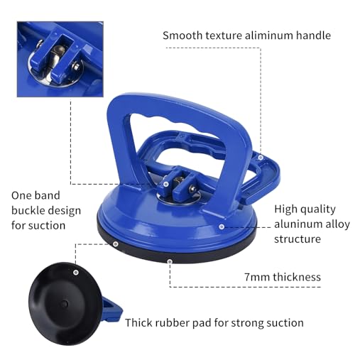 FCHO Glass Suction Cup Heavy Duty Aluminum Vacuum Plate Puller Handle Holder Hooks Duty Galss Lifting/Tile Suction Cup Lifter/Moving Glass/Pad for Lifting (Blue, 2Pack) - color: Blue