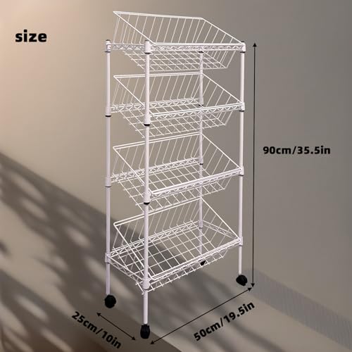 NSF white 4-layer storage rack, kitchen basket rack, vegetable tableware sorting, laundry room dirty clothes storage, detachable storage basket, multifunctional household epoxy resin - size: 4-White DIY basket