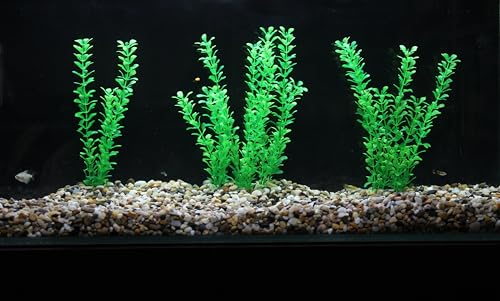 AQUANEAT Artificial Fish Tank Plants, Plastic Aquarium Decorations, 10pcs Large Fish Decor(Green)