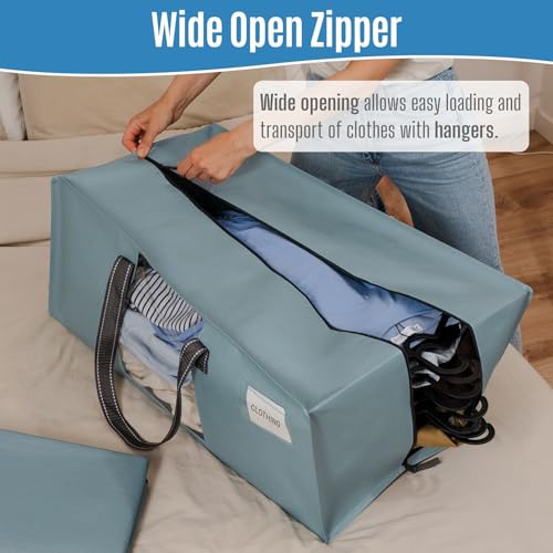 VENO 4 Pack Heavy Duty Moving Bags, Packing Bags with Clear Window, Alternative to Moving Boxes, Storage Bins for Clothes, Blankets, Comforters, College Dorm Essentials (Light Blue Matte, 4 Pack) - color: Light Blue Matte, size: 4 Pack