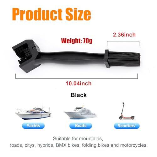 Ziciner Motorcycle Chain Brush, Bike Chain Cleaning Brush with Double-Ended Brushes, Durable Motor and Bicycle Chain Gears Maintenance Cleaning Tool, Motorcycle Accessories (Black) - color: Black