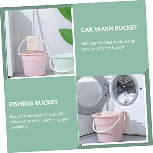 Garneck Heavy-Duty Utility Bucket Water Container for Mopping Storage Bucket Handle for Car Wash - color: Pink