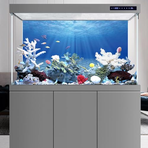 AWERT Ocean Floor Background Undersea Theme Aquarium Background Sunshine Underwater World Fish Tank Background 48x18 inches Polyester Background - size: 48 x 18 inches