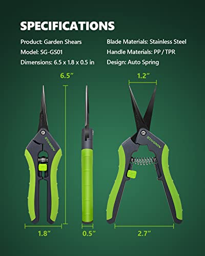 6.5" Straight Pruning Shears for Gardening, Sharp Plant Trimming Scissors for Precise Cuts, Stainless Steel Garden Scissors Bonsai Clippers (1-Pack) - style: 6.5" Straight