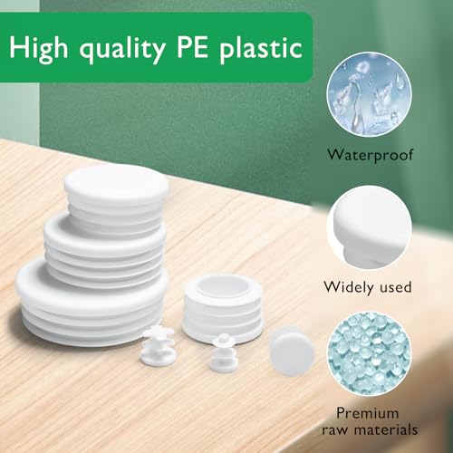 EASYEAH 5/8" (16mm) Plastic Hole Plugs White -Round Chair Leg Caps, Flush Mount Pipe Plugs, Tubing End Caps for Metal&Wood Legs Tube, Outdoor Furniture Feet caps & Table Plastic Plugs, 24 PCS - color: White, size: 24 PCS,5/8"