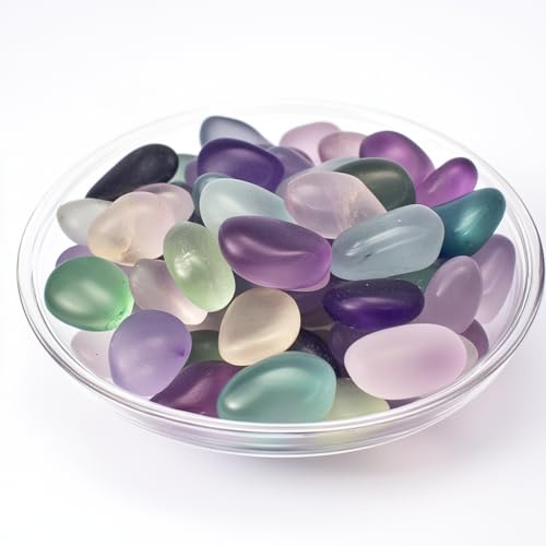 Tumbled Stone Set Fluorite Crystals, Handpicked Tumbled Gemstones Rocks, Pebbles for Reiki, Chakra, Healing, Home Decor 0.6" Inches 7 Ounces - color: Fluorite, size: 0.6"