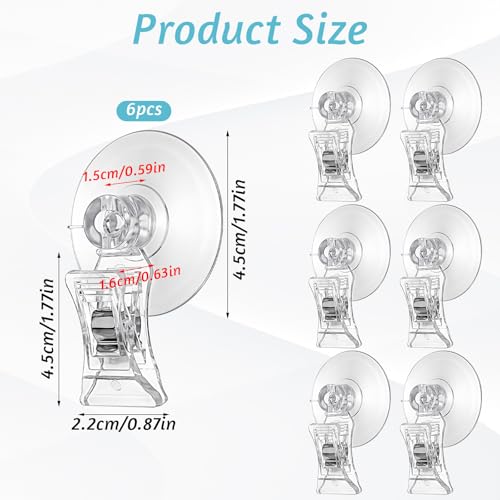 6 Pack Aquarium Suction Cup Clips, Clear Plastic Fish Feeding Tool, Veggie Seaweed Plant Holder for Fish, Underwater Fish Feeder, Tank Fish Feeder Clips Accessories
