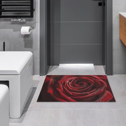 Outdoor Door Mat 15.7" X 23.6" Non-Slip Doormat Close-Up Photo of Red Rose Front Door Mats Quick Dry Welcome Mats for Outdoor Indoor Entrance Mat Home Decor Floor Mats for Patio - color: Close-up Photo of Red Rose