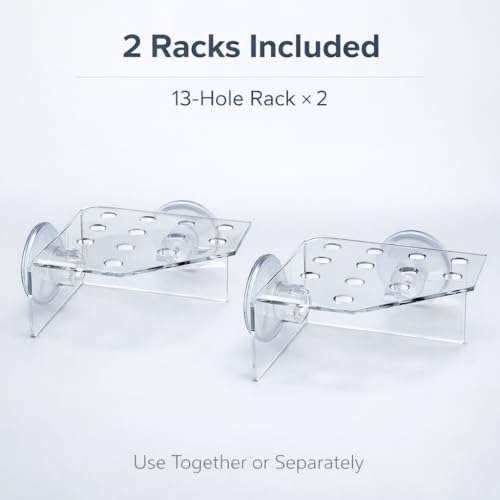 kcrygogo 13 Plug Holes Coral Frag Rack Clear Acrylic Holder Aquarium Fish Tank Button Coral Reef Broken Frame Enhanced Suction Cup (2 Pack)