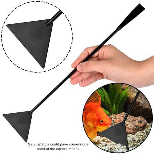 Aquarium Aquascaping Tool Stainless Steel Aquascape Tools Kit 4 in 1 Anti-Rust Fish Tank Starter Kit with Tweezers Scissors Spatula for Aquarium Plants (Black)
