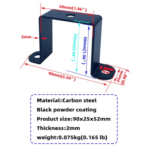 6 PCS 2x2" Square Pipe Tube Strap Clamps,2 inch metal u shaped bracket, steel u clamp bracket for mounting,Powder Coated Black - size: 2" x 2"