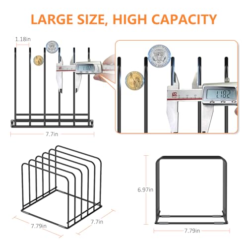 KORRTFID Kitchen Cabinet Organizer, Steel Cookware Holder, Divided Holder with 5 Slots for Skillets Baking Tray and Chopping Board Rack - Baking Pan Holder Storage (1 PC) - style: 1 PC