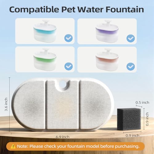 8-pack replacement filters, compatible with 71oz/2.1L Capsule Cat Water Fountain PLWF002. Comes with 8 filter sponges to remove impurities and keep pets' drinking water clean and healthy.