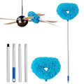 Ceiling Fan Cleaner Duster Reusable Microfiber Ceiling Fan Blade Cleaner Removable Duster with Extension Pole Adjusts 13 to 49.7 Inch for Cleaning Walls Bookshelves Furniture Door Window Top (Blue) - color: Blue