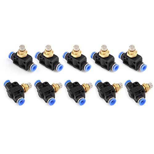 SNS Union Straight Speed Controller - 1/2" Tube OD Air Flow Control Valve with Push-to-Connect Fitting（10 PCS） SPA1/2 - size: SPA1/2