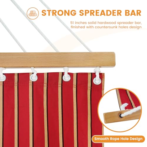 Lazy Daze Hammocks 12 FT Sunbrella Fabric Hammock Non-Fading with Spreader Bars and Free Pillow Fits for 2 Persons, All Weather and Fade Resistant for Patio Yard, 450 lbs Capacity, Harwood Crimson - color: Harwood Crimson