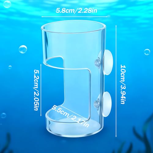2PCS Fish Tank Feeding Tray, Fish Food Feeder with Suction Cup, Clear Aquarium Feeders, Cylindrical Fishes-Feeder, Round Aquariums & Fish-Bowls Accessories