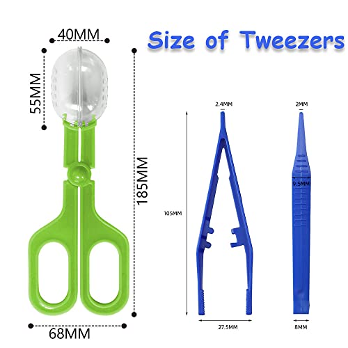 Feeding Tongs,Bug Tweezers for Kids Adults, Reptile Feeding Tweezers Long Handle Feeder Tools for Fish Aquariums Reptiles Snakes Lizard Gecko Spider and Bird (Green) - color: Green