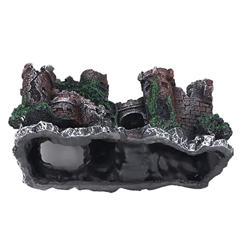 Tyenaza Fish Tank Castle Decoration, Aquarium Castle Decoration, Lifelike Hideout Resin Fish Tank House Ornament for Saltwater Freshwater