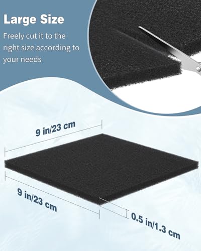 Pawfly 2 Pack Aquarium Bio Sponge Filter Media Pad, 40 PPI Filter Foam Sponge Pads Cut-to-Size Foam for Fish Tank Filters Sumps Ponds Hydroponics, 9" x 9" x 0.5" - size: 9" x 9" x 0.5"