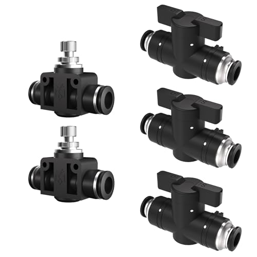 1/2 Push To Connect Valves,Pneumatic 1/2 Air Control Valve,Quick Push To Connects Fittings,Throttle Flow Speed Controller - color: Black BUC+SA, size: 1/2"OD