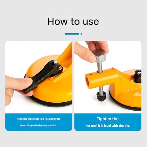 Seam Setter Stone Leveling Tool with Rubber Pad, Adjustable Height Vacuum Suction Clamp for Countertop Granite Marble Quartz Slabs