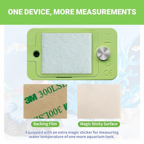 Digital Aquarium Thermometer, Stick-on Fish Tank Thermometer with LED Display, Wireless Aquarium Temperature Measurement with Battery-Change Tool and Extra Sticker.(Green*2) - color: Green-2 Pack