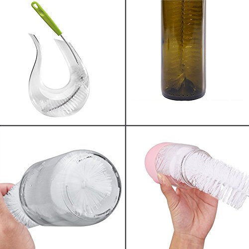 Long Bottle Brush, 17 in Bendable Cleaner Brushes for Cleaning Neck Beer Bottles, Wine, Baby Bottles, Water Bottles, Tumblers, Flask, Bird Feeder, Vase, Pipes and Brewing Supplies 7 Pack - color: 7-pcs Brush Set