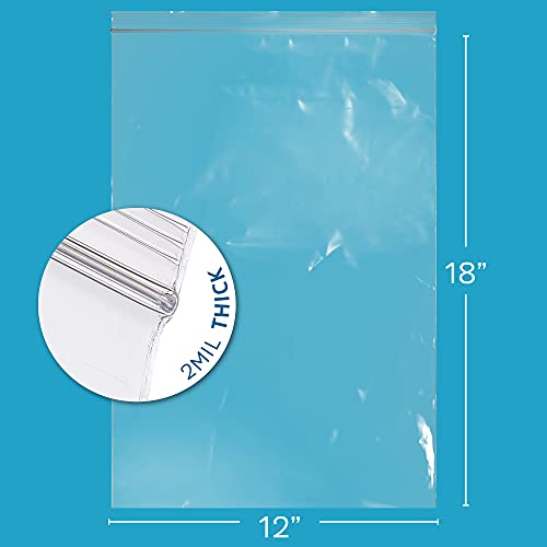 GPI - 12" x 18" Zip Bags, 1000 Count, Clear Plastic Reclosable Zipper Poly Baggies, with Resealable Zip Top Lock. for Freezer, Apparel, Clothing, Food, Home & Office Supplies. - size: 12" x 18"