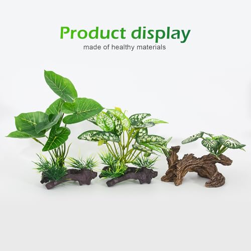 Fish Tank Decorations Aquarium Ornaments 3pcs Betta Silk Leaf Plants Artificial Driftwood Cave Aquarium Plants Accessories - color: E-3pcs Set/Green