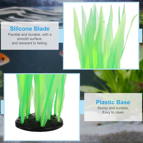 Aquarium Decoration, 17" Plastic Fish Tank Plants Artificial Silicone Glowing Kelp Aquarium Plants Ornament, (Green, 1 Pcs), Intended for Tall Fish Tank Decor/Landscaping - color: Green, size: 17"